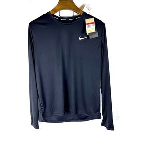 Nike Men's Dri-FIT UV Running Miler Long Sleeve Shirt in Black